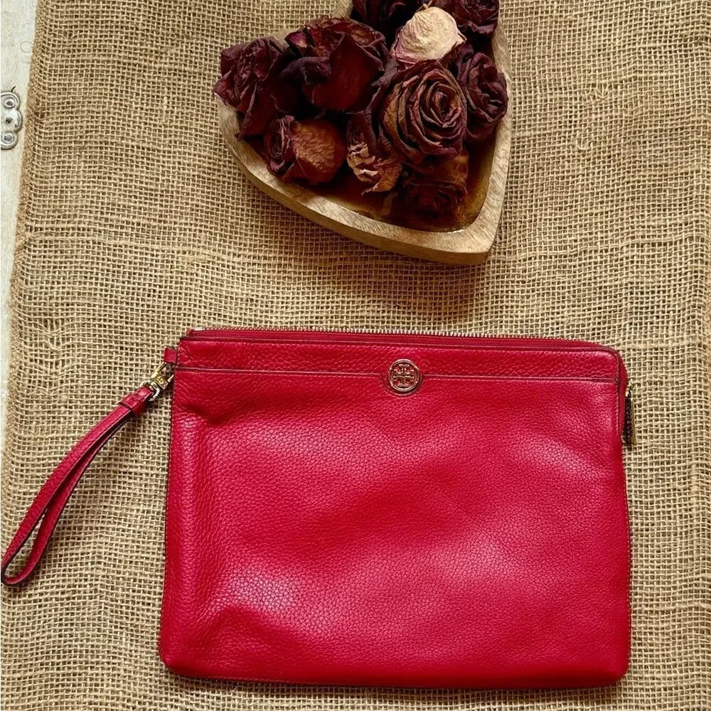 Tory Burch Vibrant Red Wristlet Clutch